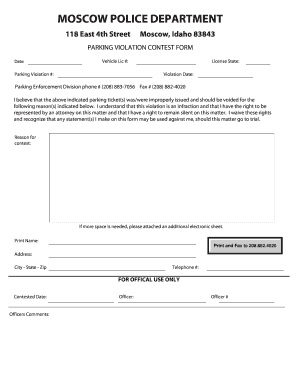 Parking Violation Contest Form