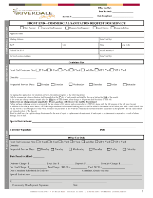 Commercial Sanitation Service Request Form
