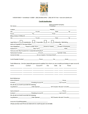 Credit Application for Agricultural Products