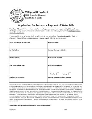 Village of Brookfield Automatic Payment Application
