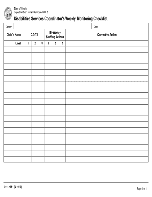 Disabilities Services Coordinator's Weekly Monitoring Checklist