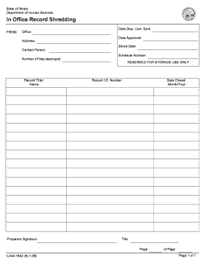 Illinois Record Shredding Certification