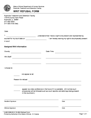 Illinois Writ Refusal Form