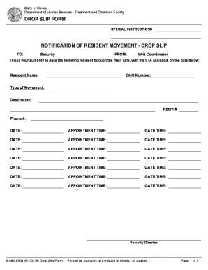 Illinois Resident Movement Drop Slip