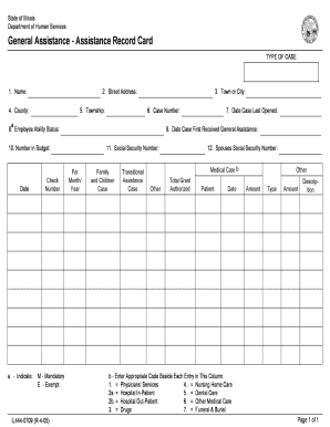 Illinois General Assistance Record Card