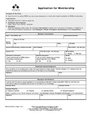 PERSI Membership Application Form RS102