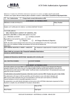 ACH Debit Authorization Agreement