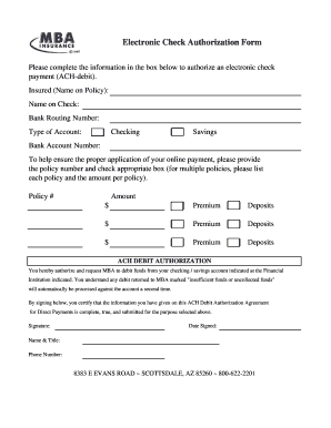 Electronic Check Authorization Form