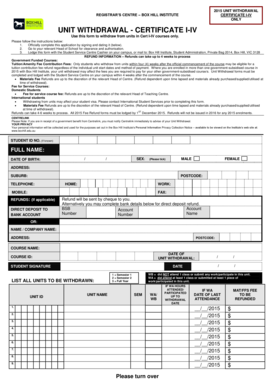 Unit Withdrawal Form