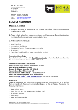 Box Hill Institute Credit Card Payment Form