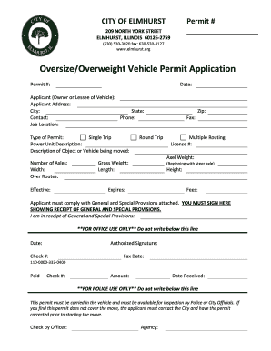 Fillable Online elmhurst Directions for OversizeOverweight Permits ...