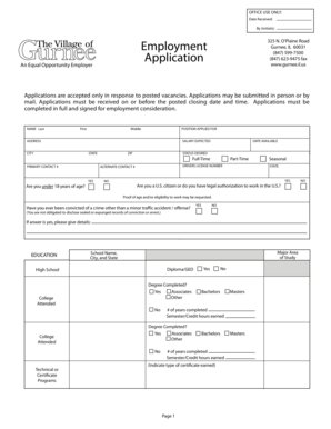 Employment Application Form