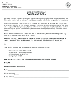 Smoke-Free Illinois Act Complaint Form