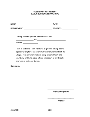 Early Retirement Incentive Form