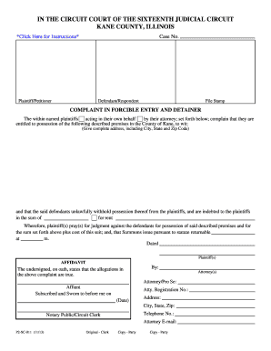 Complaint in Forcible Entry and Detainer