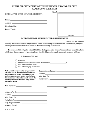 Oath and Bond of Representative