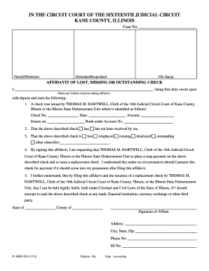 Affidavit of Lost Check