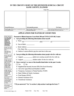 Illinois Court Fee Waiver Application
