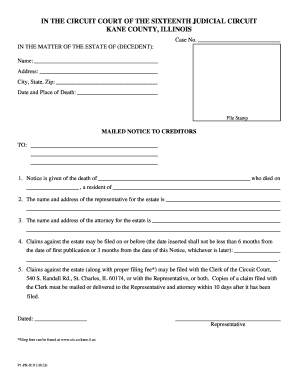 Illinois Notice to Creditors