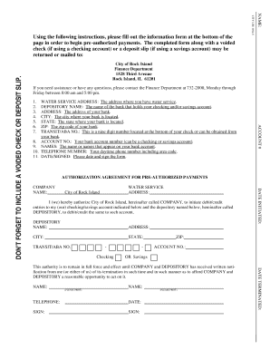 City of Rock Island Pre-Authorized Payment Form