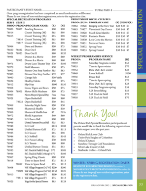Special Recreation Registration Form