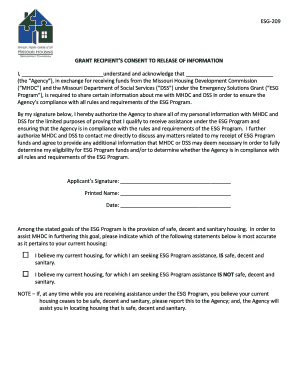 Grant Recipient's Consent to Release of Information
