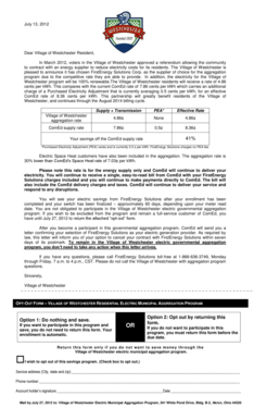 Village of Westchester Electric Opt-Out Form