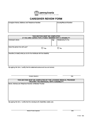 Caregiver Review Form