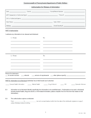 Pennsylvania Authorization for Release of Information