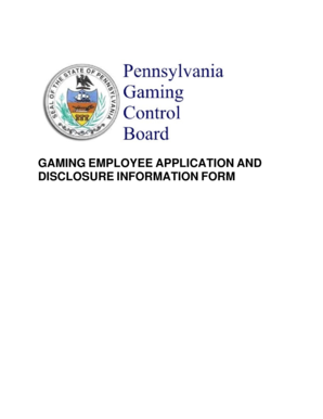 Pennsylvania Gaming Employee Application and Disclosure Form
