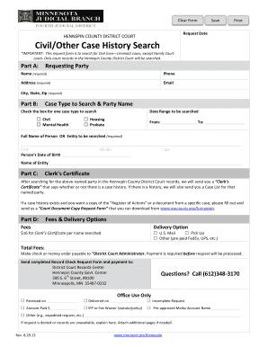 Hennepin County Civil Case History Search Request