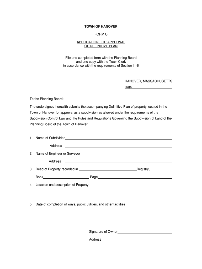 Fillable Online hanoverma OF DEFINITIVE PLAN hanoverma Fax Email