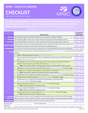 OPMA Executive Session Checklist
