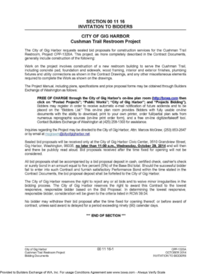 Gig Harbor WA - Invitation to Bid for Construction Services for the Cushman Trail Restroom - mrsc