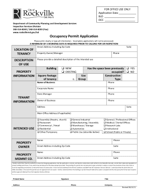 Occupancy Permit Application