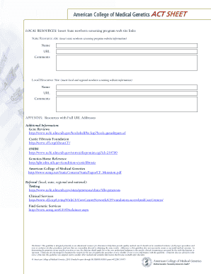 Newborn Screening ACT Sheet Elevated IRT - DNA