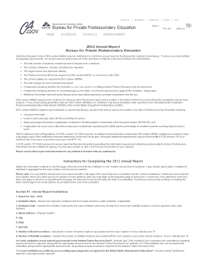 California Annual Report for Private Postsecondary Education