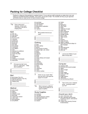 Packing for College Checklist