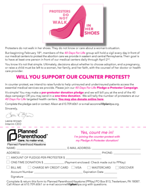 40 Days For Life Counter Protest Pledge Form
