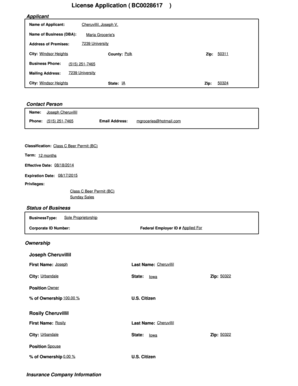 Iowa Class C Beer Permit Application