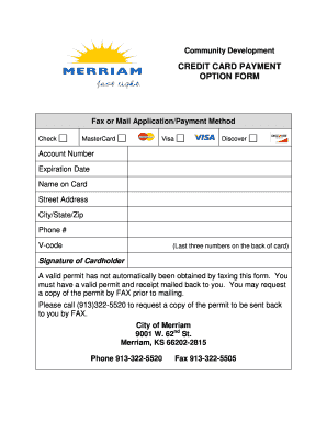 Credit Card Payment Option Form