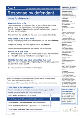 Response by Defendant Form 3