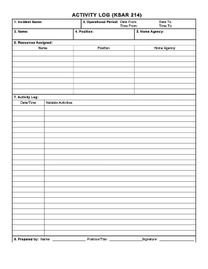 activity log template excel