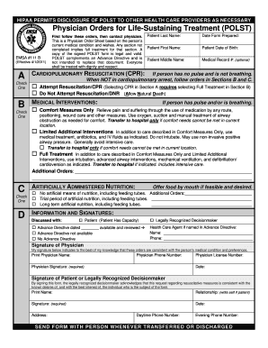 Physician Orders for Life-Sustaining Treatment (POLST) Form