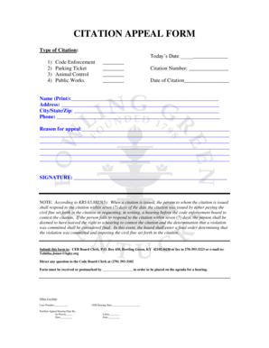 Citation Appeal Form