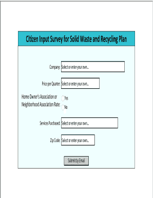 Citizen Input Survey for Solid Waste and Recycling Plan