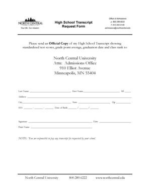 High School Transcript Request Form