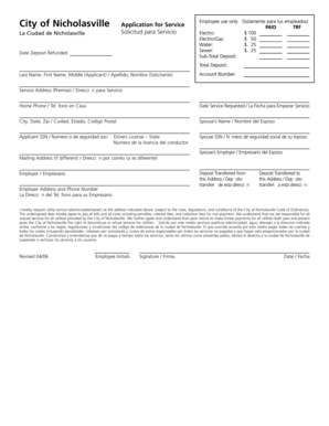 City of Nicholasville Utility Service Application
