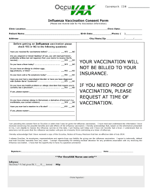 Influenza Vaccination Consent Form