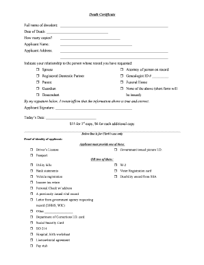 request for death certificate